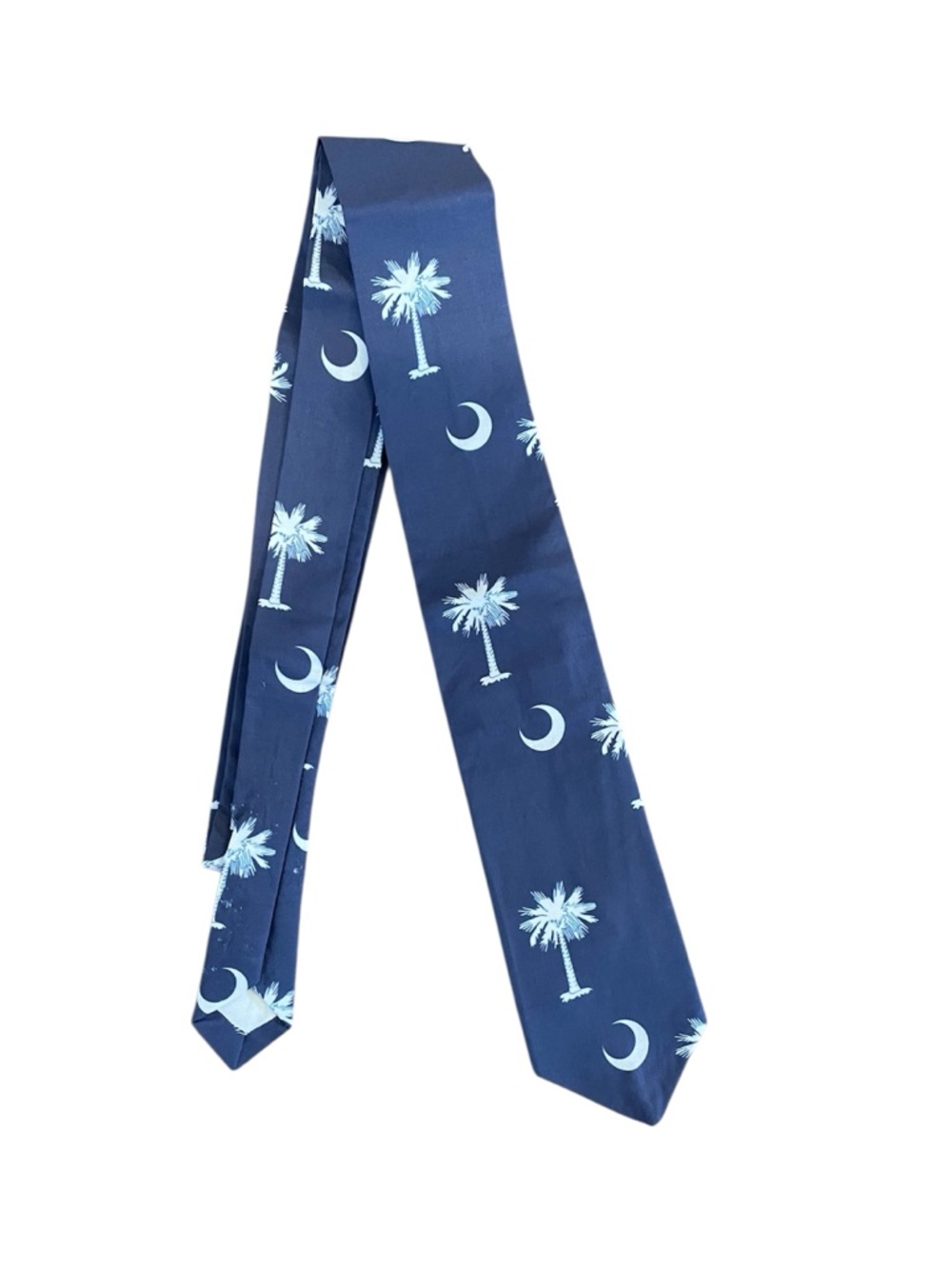 Men's Navy Palm Tree Design Tie Handmade